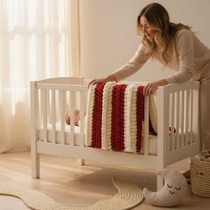 Candy Cane Cuddles Blanket – Handmade Chunky Knit Throw 32x35 | Made to Order